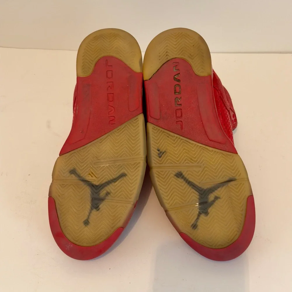 Air Jordan 5 Retro Red Suede 2017 136027-602 Red Black Men's Size 9 Shoes